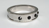 Deep Shallow Steel Cock Ring with Onyx Gem